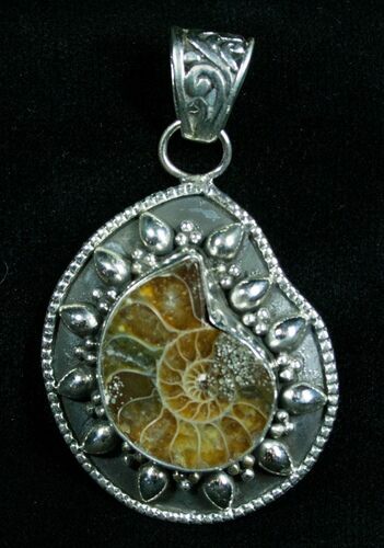 Stylish Ammonite Pendant - Sterling Silver #4712